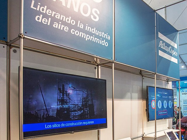 Stand Atlas Copco - Expomina 2018 - estructura modular pon - burkhardt leitner modular spaces